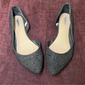 WOMEN'S MOSSIMO BLACK STUDDED SPARKLING POINTED FLATS
